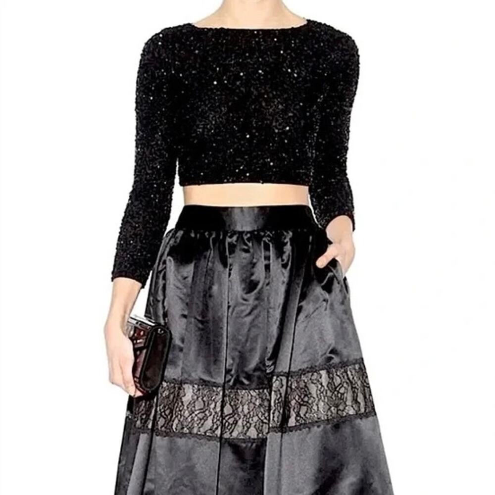 Alice + Olivia Lacey Beaded Sequin Embellished Crop Top size 8